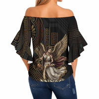Nike Goddess Off Shoulder Wrap Waist Top Ancient Greece Laurel Wreath And Greek Key