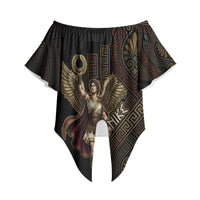 Nike Goddess Off Shoulder Wrap Waist Top Ancient Greece Laurel Wreath And Greek Key