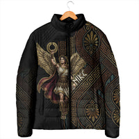 Nike Goddess Padded Jacket Ancient Greece Laurel Wreath And Greek Key