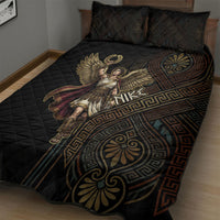 Nike Goddess Quilt Bed Set Ancient Greece Laurel Wreath And Greek Key