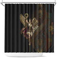 Nike Goddess Shower Curtain Ancient Greece Laurel Wreath And Greek Key