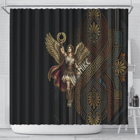 Nike Goddess Shower Curtain Ancient Greece Laurel Wreath And Greek Key