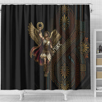 Nike Goddess Shower Curtain Ancient Greece Laurel Wreath And Greek Key