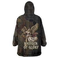 Nike Goddess Wearable Blanket Hoodie Ancient Greece Laurel Wreath And Greek Key