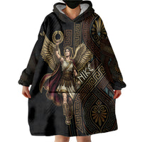 Nike Goddess Wearable Blanket Hoodie Ancient Greece Laurel Wreath And Greek Key