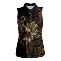Nike Goddess Women Sleeveless Polo Shirt Ancient Greece Laurel Wreath And Greek Key