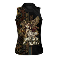 Nike Goddess Women Sleeveless Polo Shirt Ancient Greece Laurel Wreath And Greek Key