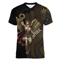Nike Goddess Women V-Neck T-Shirt Ancient Greece Laurel Wreath And Greek Key