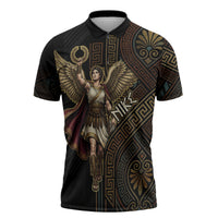 Nike Goddess Zipper Polo Shirt Ancient Greece Laurel Wreath And Greek Key