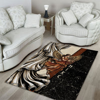 Nike Goddess Area Rug Winged Goddess Lyre Instrument And Greek Key