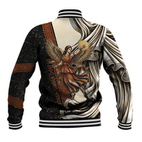 Nike Goddess Baseball Jacket Winged Goddess Lyre Instrument And Greek Key