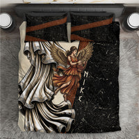 Nike Goddess Bedding Set Winged Goddess Lyre Instrument And Greek Key