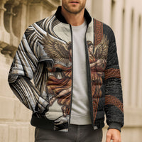 Nike Goddess Bomber Puffer Jacket Winged Goddess Lyre Instrument And Greek Key