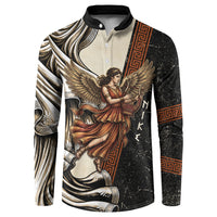 Nike Goddess Button Sweatshirt Winged Goddess Lyre Instrument And Greek Key