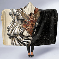 Nike Goddess Hooded Blanket Winged Goddess Lyre Instrument And Greek Key