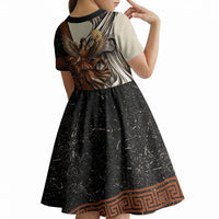 Nike Goddess Kid Short Sleeve Dress Winged Goddess Lyre Instrument And Greek Key