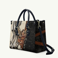 Nike Goddess Leather Bag Winged Goddess Lyre Instrument And Greek Key
