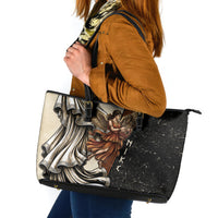 Nike Goddess Leather Tote Bag Winged Goddess Lyre Instrument And Greek Key