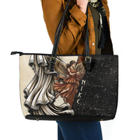 Nike Goddess Leather Tote Bag Winged Goddess Lyre Instrument And Greek Key