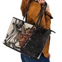 Nike Goddess Leather Tote Bag Winged Goddess Lyre Instrument And Greek Key