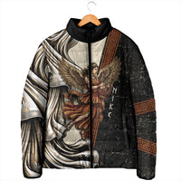 Nike Goddess Padded Jacket Winged Goddess Lyre Instrument And Greek Key