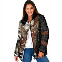 Nike Goddess Padded Jacket Winged Goddess Lyre Instrument And Greek Key