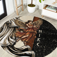 Nike Goddess Round Carpet Winged Goddess Lyre Instrument And Greek Key
