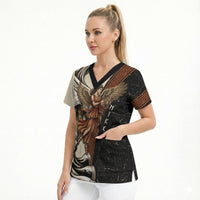 Nike Goddess Scrub Top Winged Goddess Lyre Instrument And Greek Key