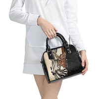 Nike Goddess Shoulder Handbag Winged Goddess Lyre Instrument And Greek Key