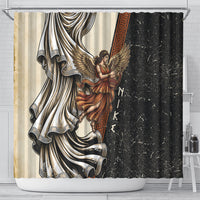 Nike Goddess Shower Curtain Winged Goddess Lyre Instrument And Greek Key