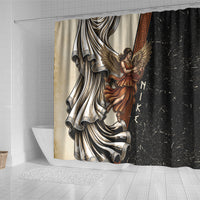 Nike Goddess Shower Curtain Winged Goddess Lyre Instrument And Greek Key