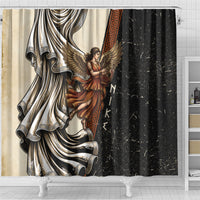 Nike Goddess Shower Curtain Winged Goddess Lyre Instrument And Greek Key