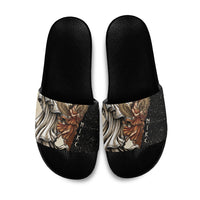 Nike Goddess Slide Sandals Winged Goddess Lyre Instrument And Greek Key