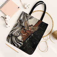 Nike Goddess Tote Bag Winged Goddess Lyre Instrument And Greek Key