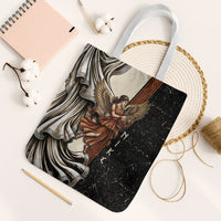 Nike Goddess Tote Bag Winged Goddess Lyre Instrument And Greek Key