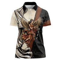 Nike Goddess Women Polo Shirt Winged Goddess Lyre Instrument And Greek Key