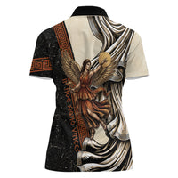 Nike Goddess Women Polo Shirt Winged Goddess Lyre Instrument And Greek Key