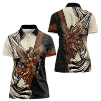 Nike Goddess Women Polo Shirt Winged Goddess Lyre Instrument And Greek Key