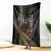 Nemesis Goddess Of Revenge Blanket Winged Nemesis Scales Of Justice - Gold Greek Key