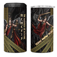 Nemesis Goddess Of Revenge 4 in 1 Can Cooler Tumbler Winged Nemesis Scales Of Justice - Gold Greek Key