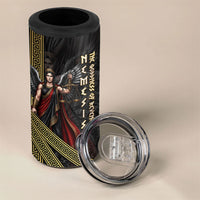 Nemesis Goddess Of Revenge 4 in 1 Can Cooler Tumbler Winged Nemesis Scales Of Justice - Gold Greek Key