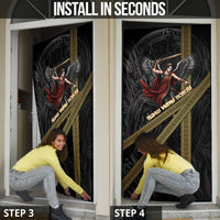 Nemesis Goddess Of Revenge Door Cover Winged Nemesis Scales Of Justice - Gold Greek Key