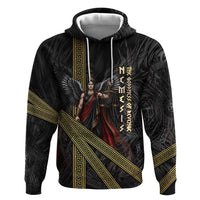 Nemesis Goddess Of Revenge Hoodie Winged Nemesis Scales Of Justice - Gold Greek Key