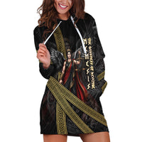 Nemesis Goddess Of Revenge Hoodie Dress Winged Nemesis Scales Of Justice - Gold Greek Key