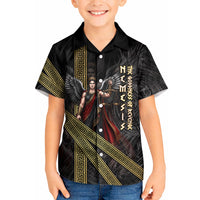 Nemesis Goddess Of Revenge Kid Hawaiian Shirt Winged Nemesis Scales Of Justice - Gold Greek Key
