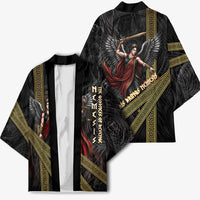 Nemesis Goddess Of Revenge Kimono Winged Nemesis Scales Of Justice - Gold Greek Key