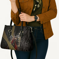 Nemesis Goddess Of Revenge Leather Bag Winged Nemesis Scales Of Justice - Gold Greek Key