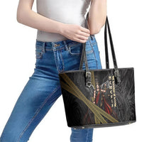 Nemesis Goddess Of Revenge Leather Tote Bag Winged Nemesis Scales Of Justice - Gold Greek Key