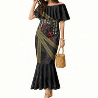 Nemesis Goddess Of Revenge Mermaid Dress Winged Nemesis Scales Of Justice - Gold Greek Key