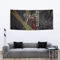 Nemesis Goddess Of Revenge Tapestry Winged Nemesis Scales Of Justice - Gold Greek Key
